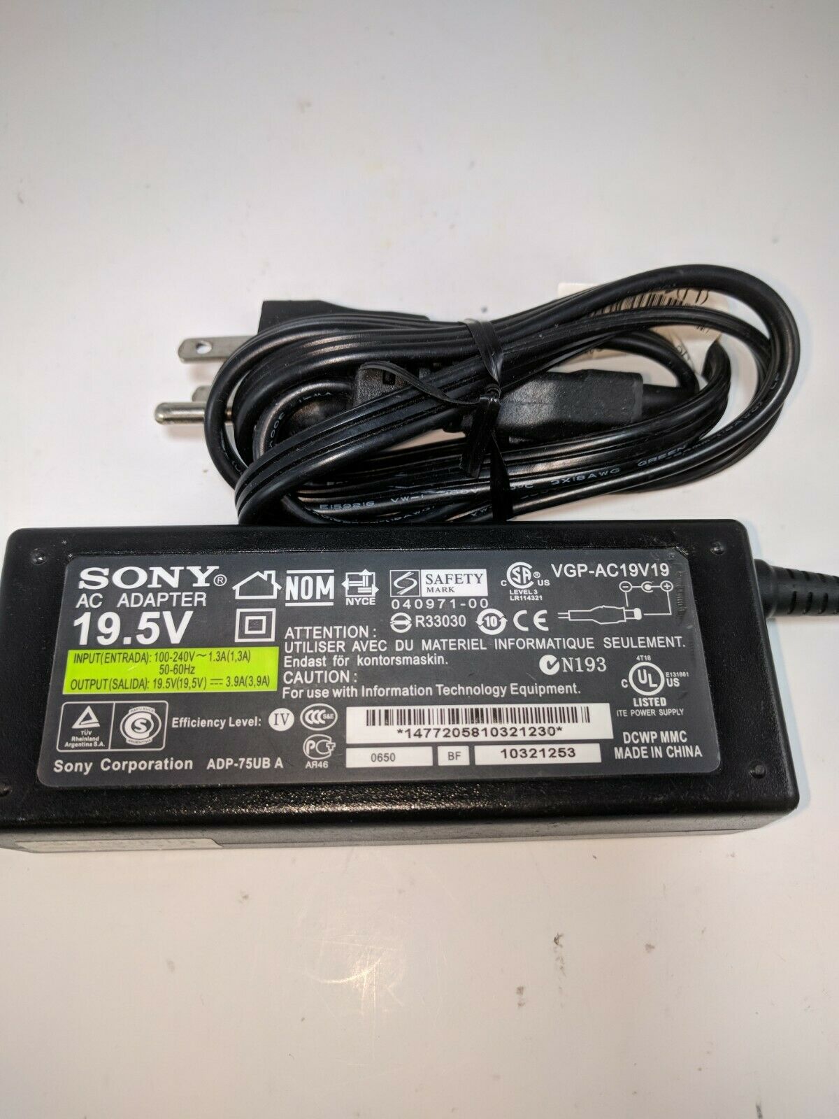 NEW SONY VAIO VGP-AC19V19 19.5V 3.9A Laptop AC Adapter Power Charger